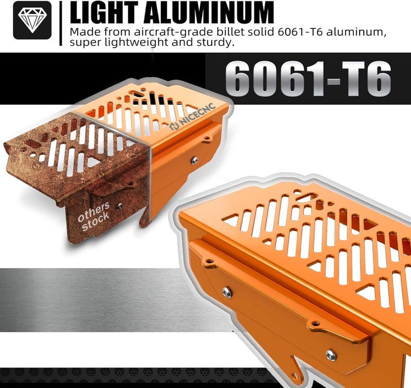 NICECNC Orange Radiator Guards Compatible with KTM 25cc-500cc XCW/XCFW/EXC/EXC-F/TPI/Six Days 2017-2019 25cc-500cc XC/XCF/SX/SXF 2016-2019 See Fitment - Image 2